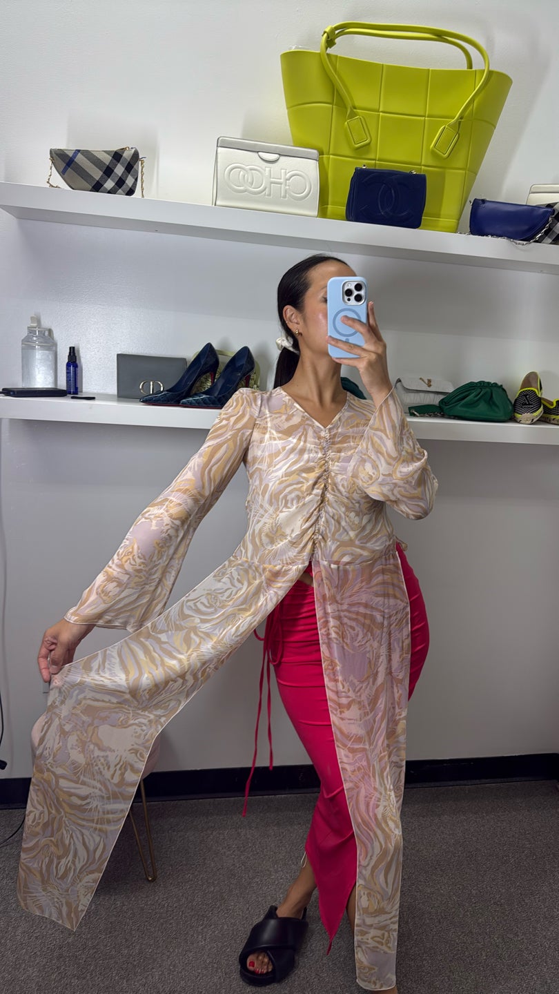 SEE BY CHLOÉ 🔥Tiger print🔥nutral sheer top — view 2