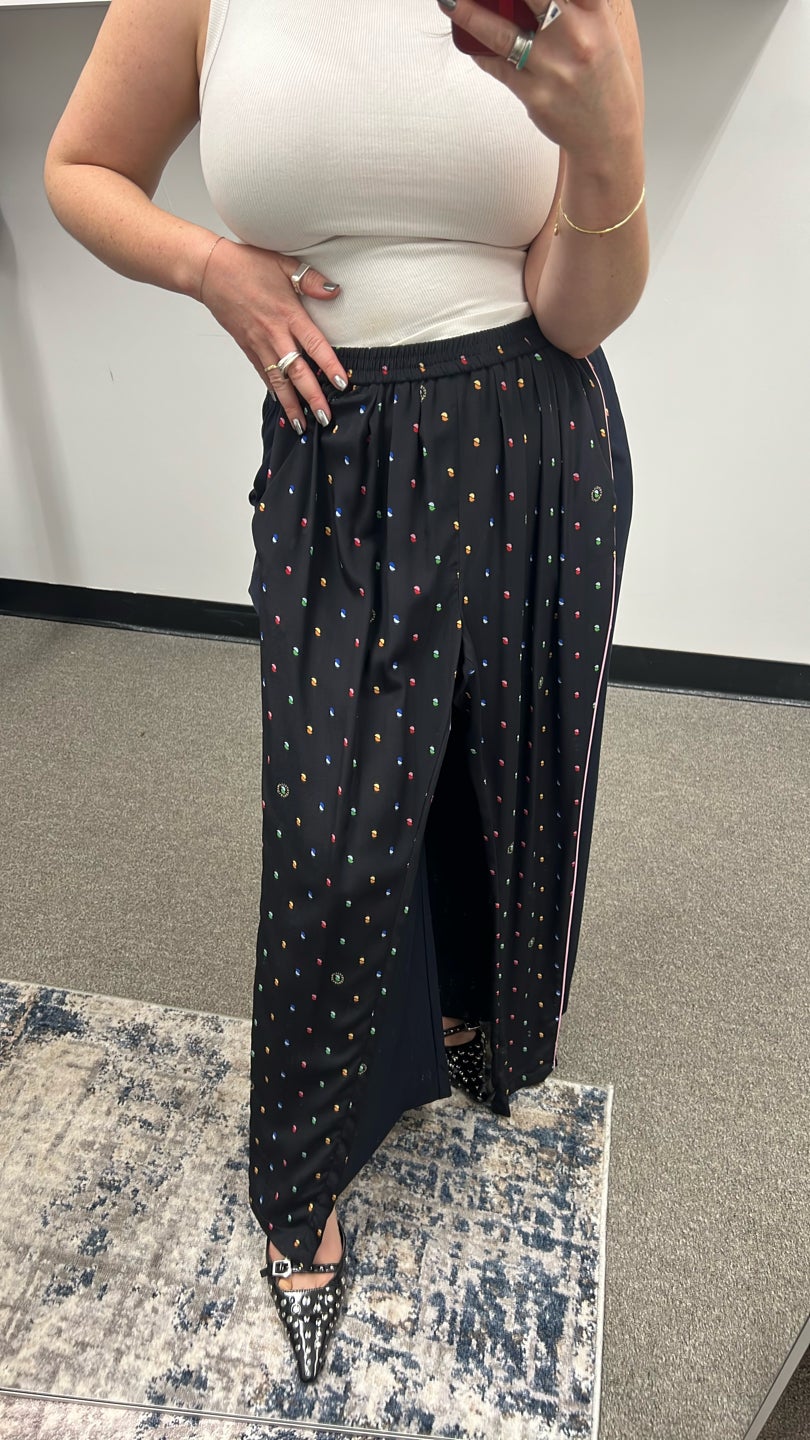 STELLA MCCARTNEY Black Printed Slim Trouser Pant (451)