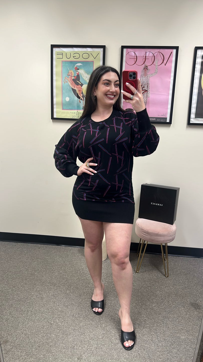 DIANE VON FURSTENBERG Black Pattern Printed Oversized Sweater — view 2