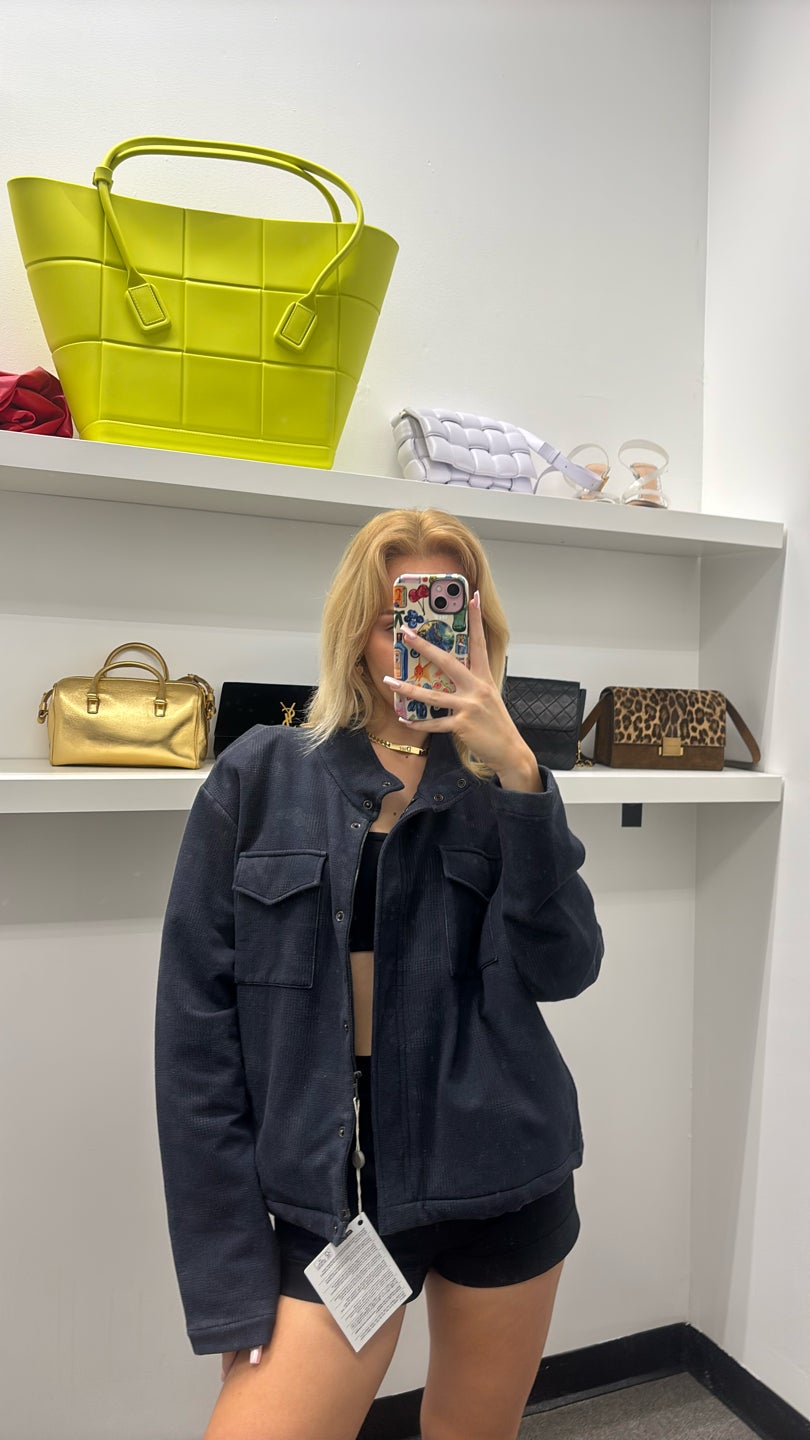 MAJESTIC FILATURES Printed Navy Utility Jacket — view 2