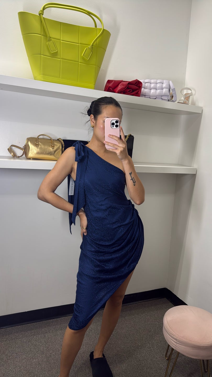 RONNY KOBO 💎Jacquard leopard print 💎cocktail dress in royal blue