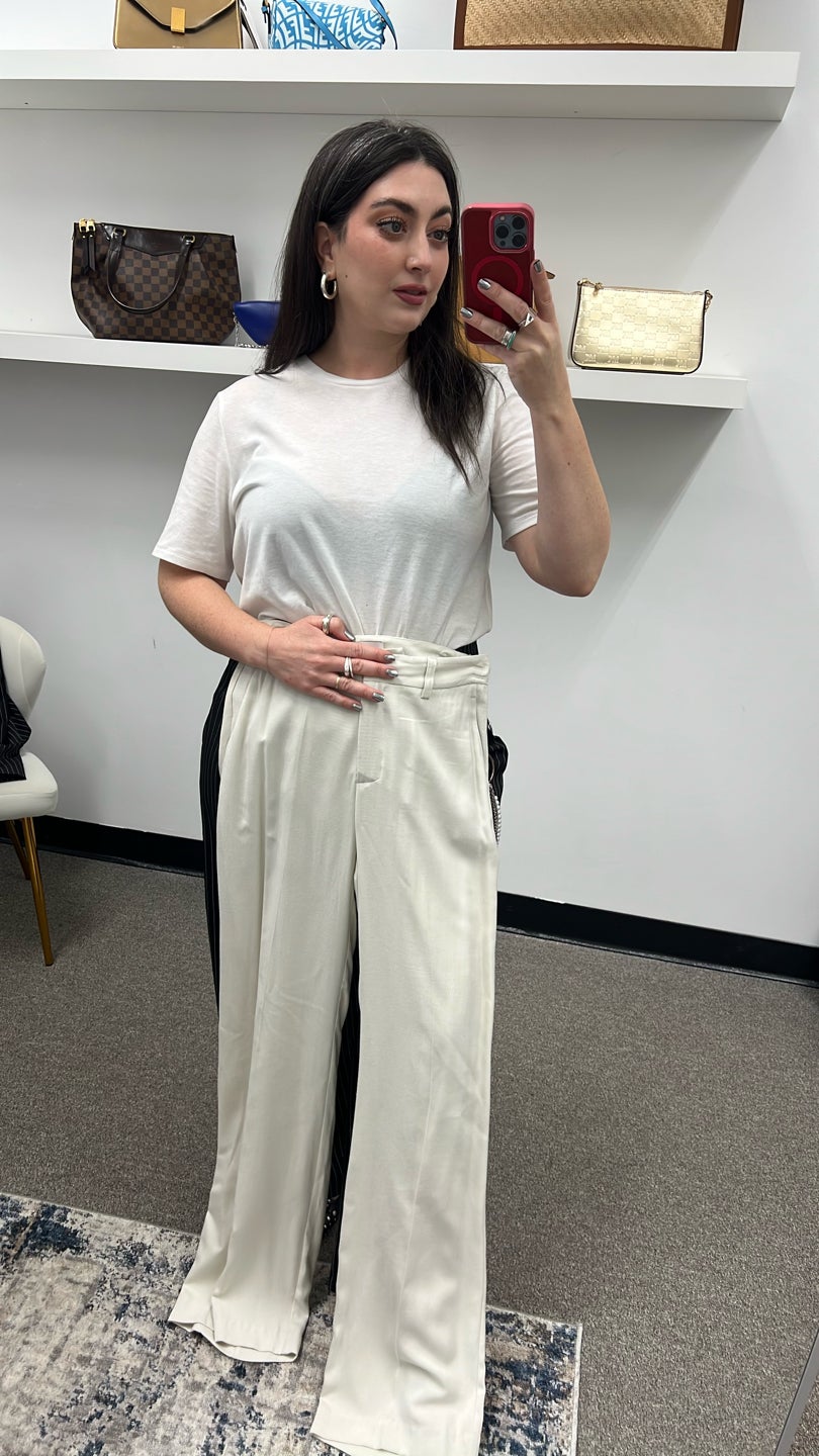 HEBE STUDIOS Lightweight Beige Trousers — view 3