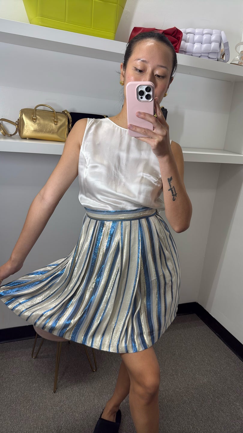 ALBERTA FERRETTI 900OFF💎Party time🥳 Sequin pleated mini skirt + Baby blue — view 2