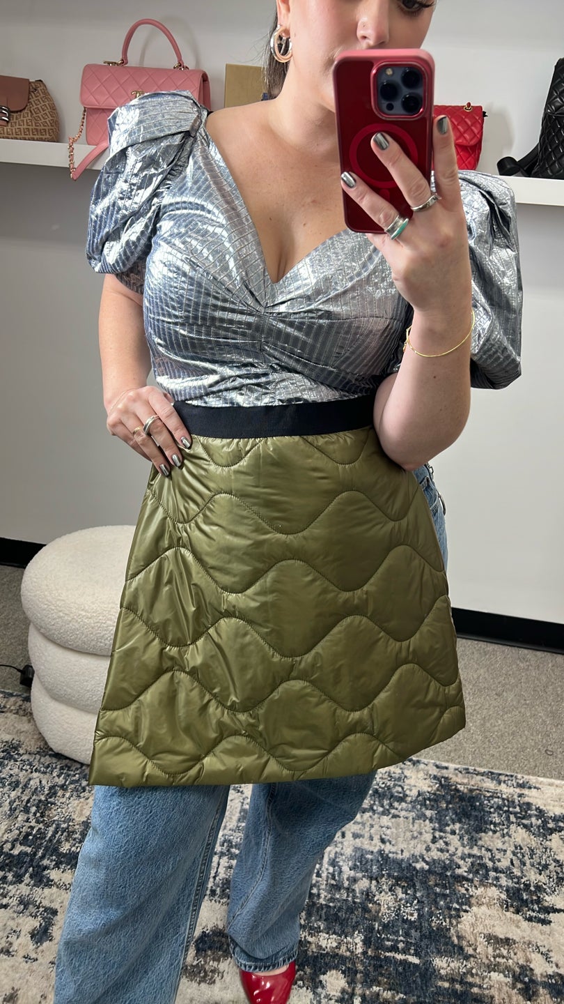 DOROTHEE SCHUMACHER 🫒 Olive Green Quilted Skirt (522) — view 2
