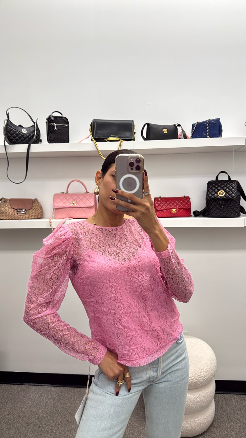 RED VALENTINO 😍💓💖Light Pink Lace Long Sleeves Top — view 3