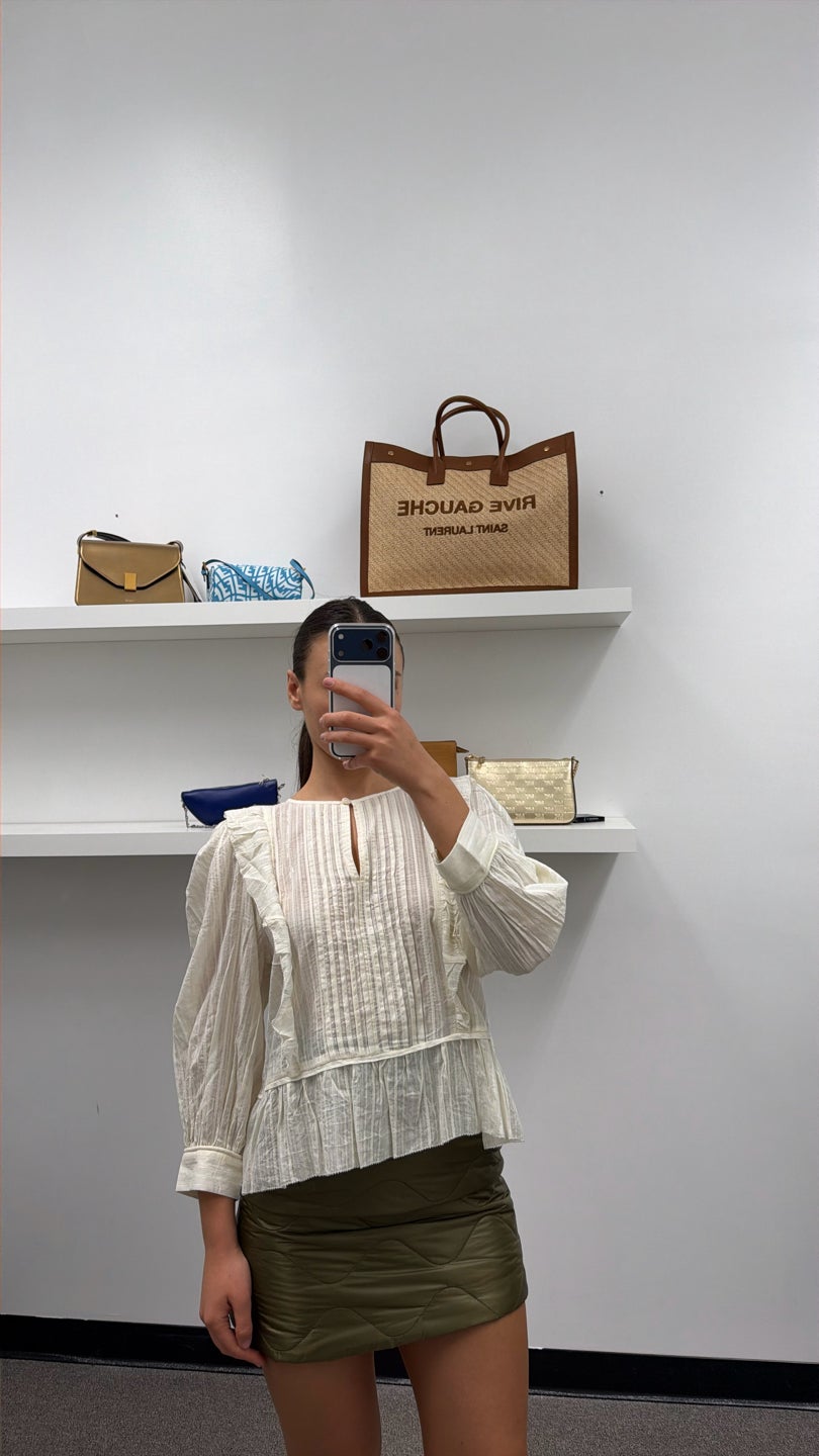 JOIE Cotton ivory blouse flare on the bottom (529) — view 2
