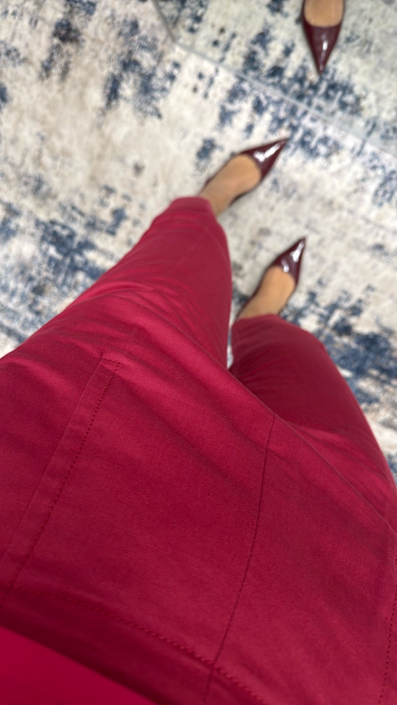 MARNI 🥰💋🥵 Red High Waisted Cotton and Linen Pants (406) — view 3