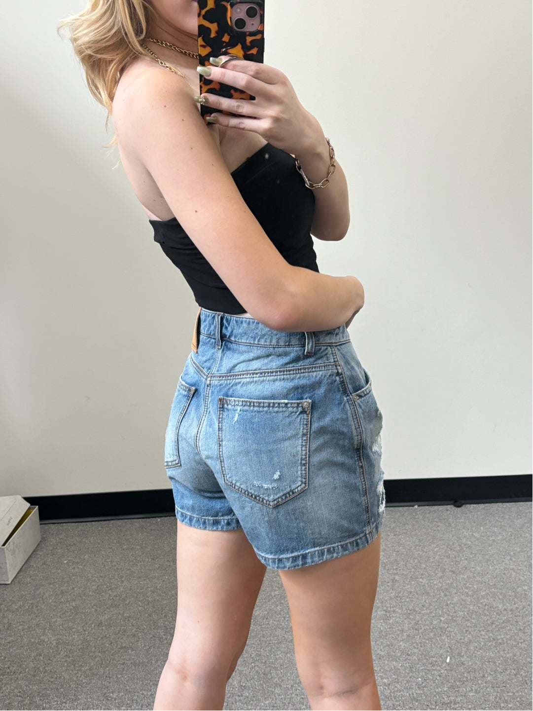 ERMANNO SCERVINO Light Wash Patch Denim Shorts (1076) — view 3