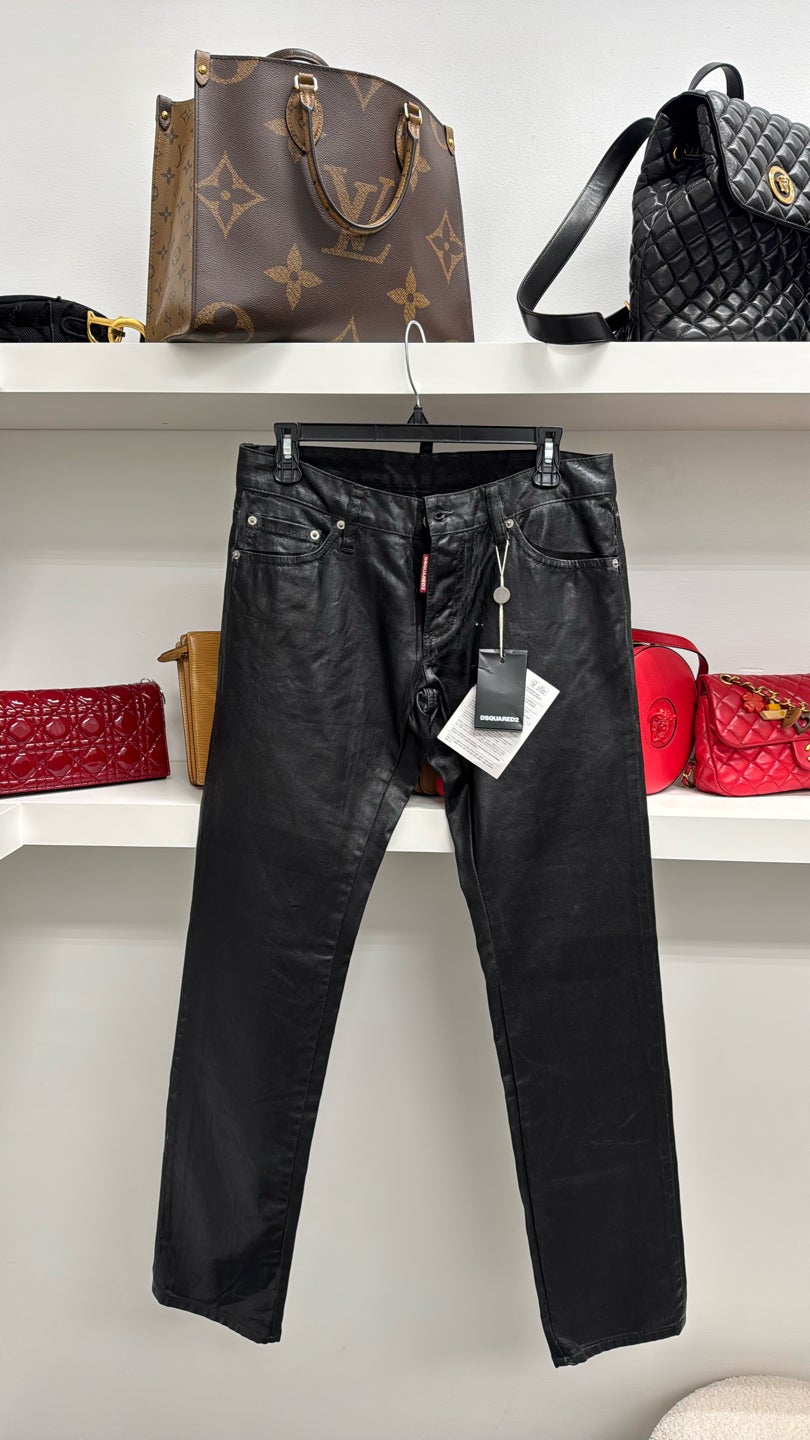 DSQUARED2 Mens black coated jeans with logo (1042)