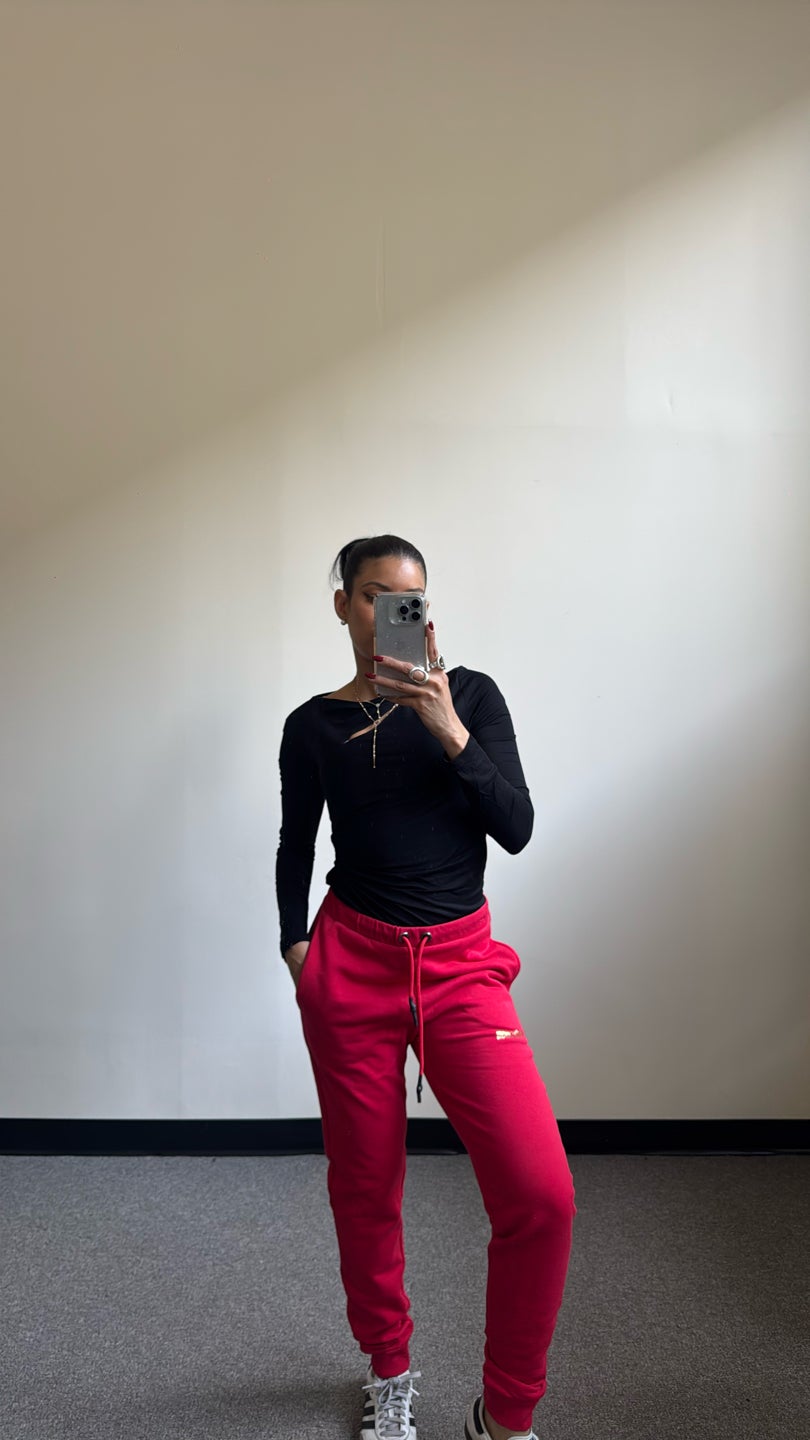 ROBERTO CAVALLI Red Cotton Jogger (1066) — view 4