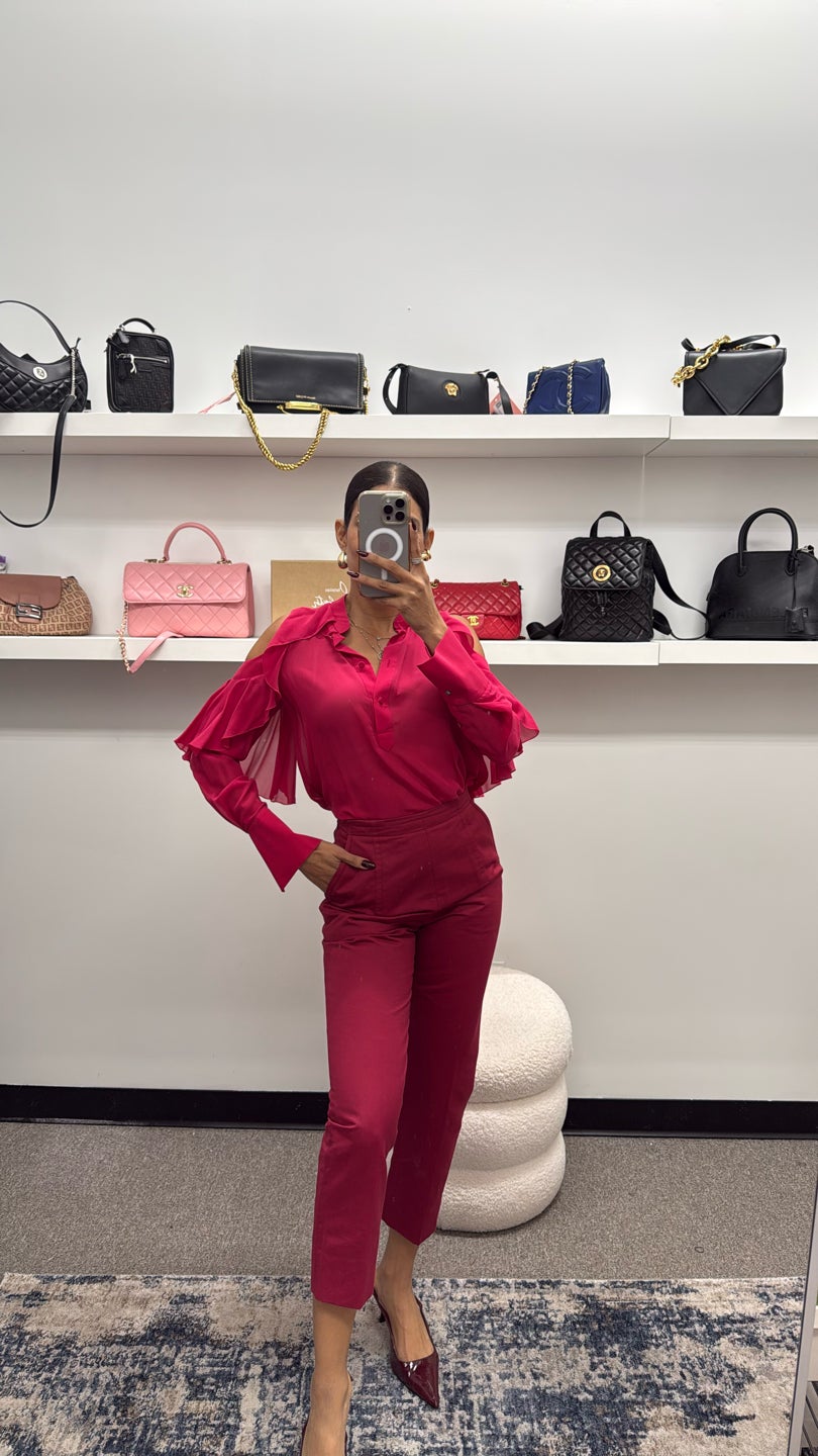 MARNI 🥰💋🥵 Red High Waisted Cotton and Linen Pants (406)