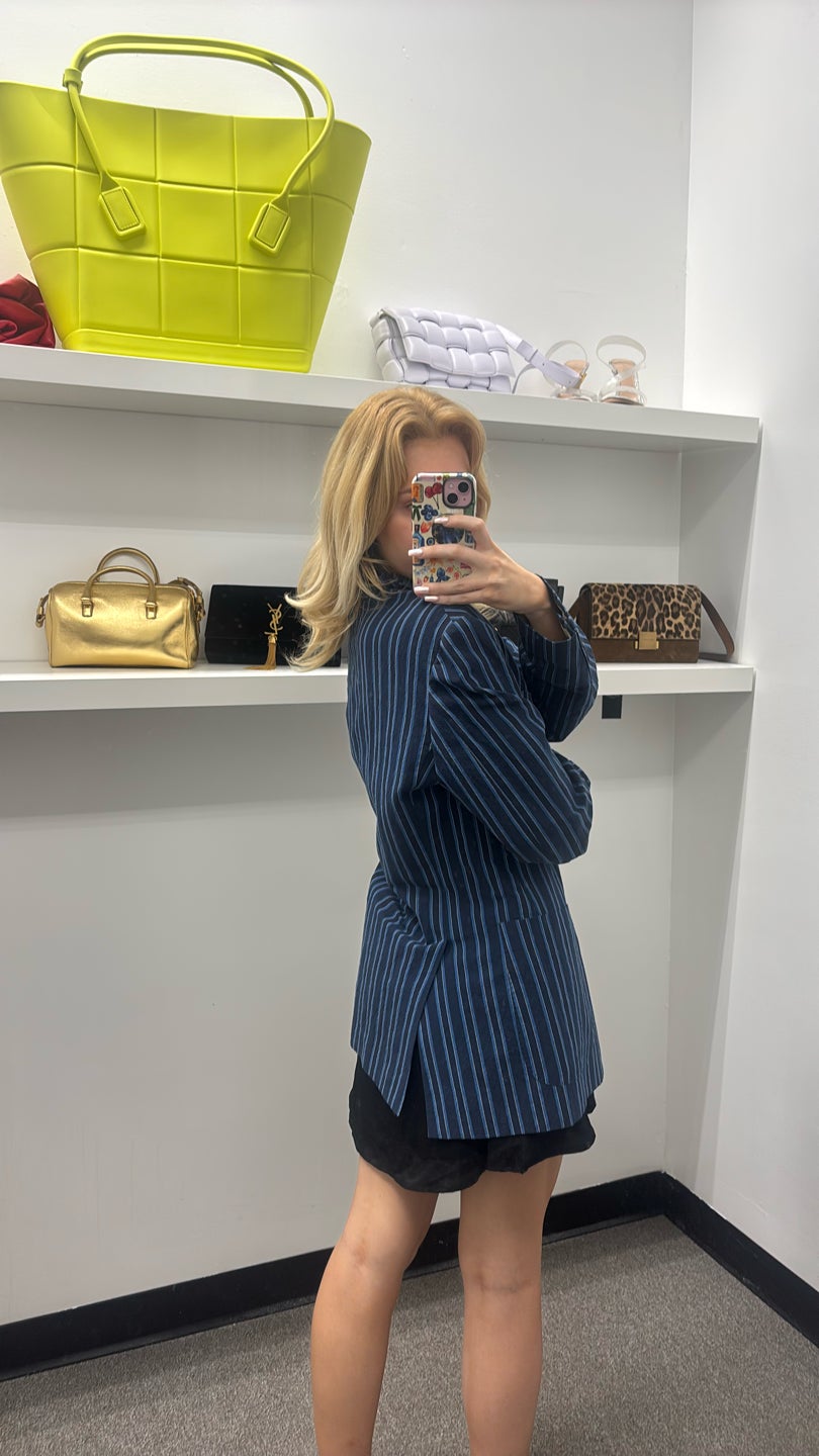 THE GIGI Blue Stripe Blazer — view 3