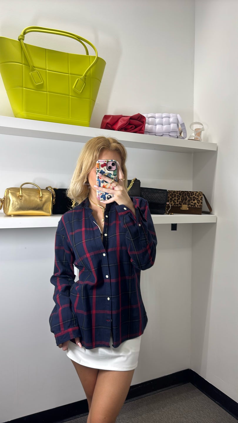 OLIVER SPENCER Navy Flannel Shirt (430) — view 2