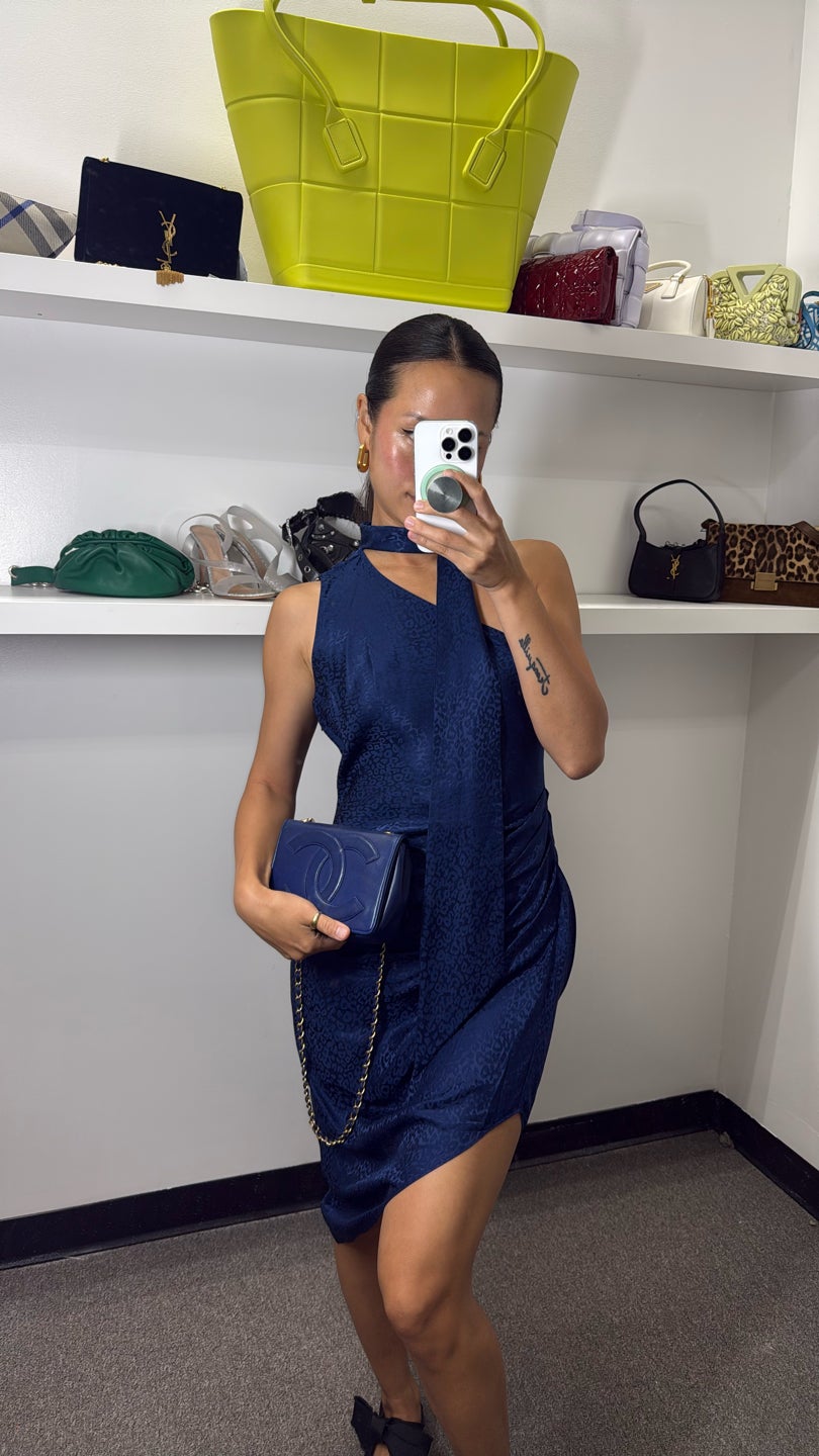 RONNY KOBO 😱Goes with Chanel🔥Leo season🔥leopard powershoulder link cocktail dress (1051)