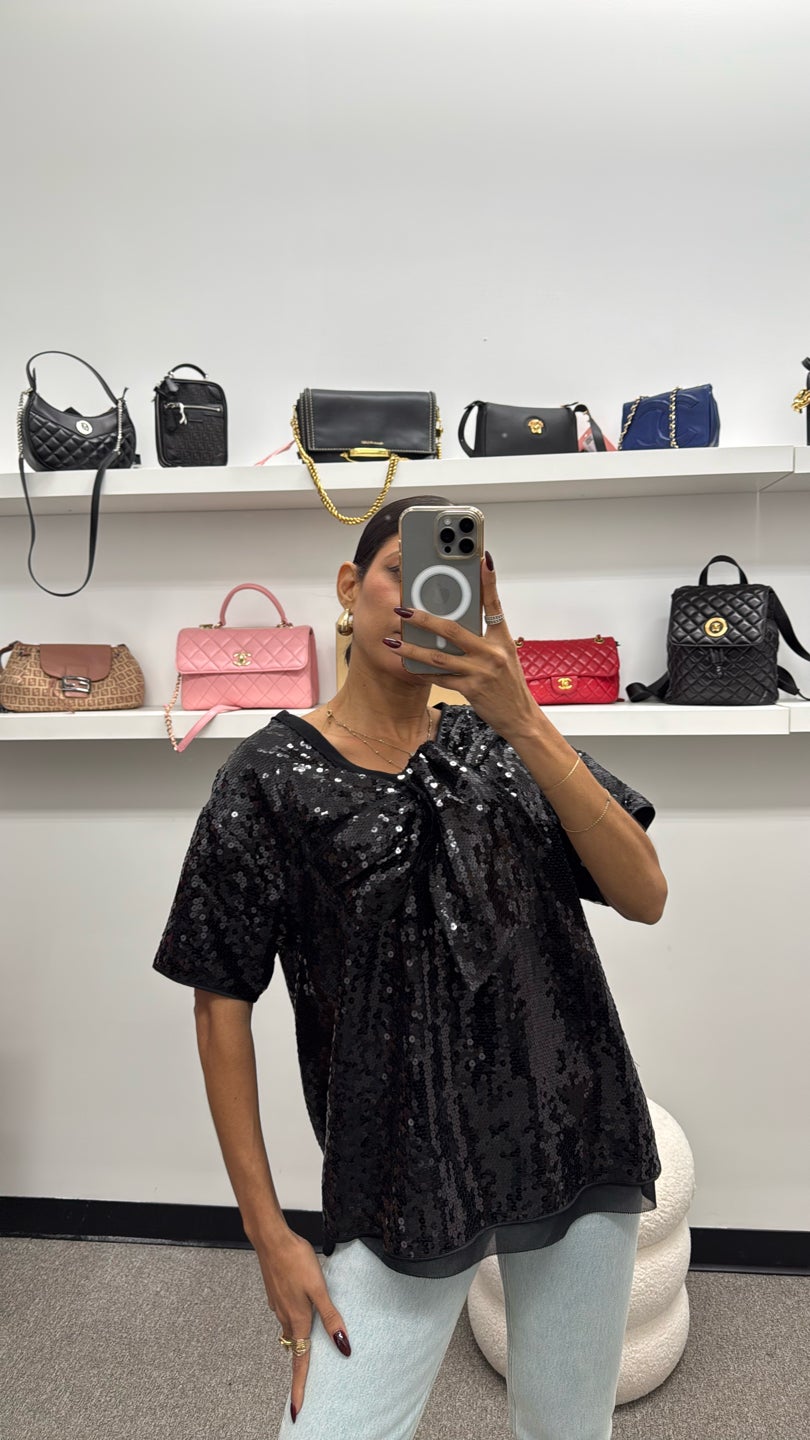 MARC JACOBS 🖤✨😎 Black Sequins Bow Top — view 4