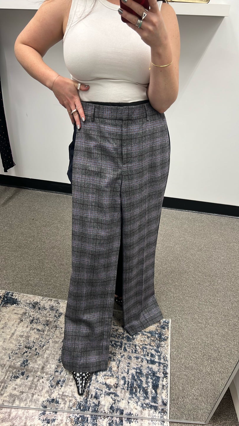 ALBERTA FERRETTI Higher Waist Plaid Trouser (452) — view 2