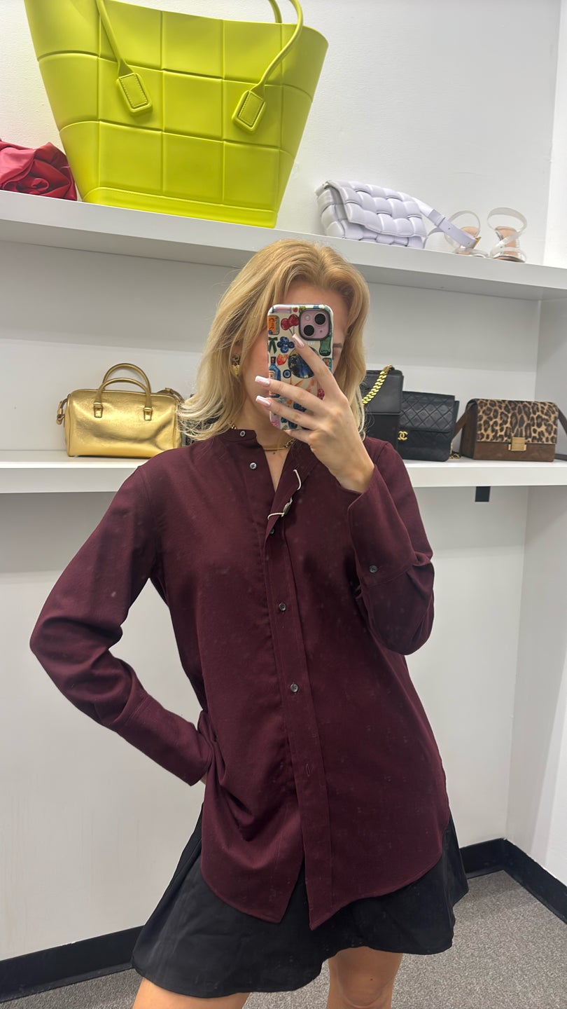 ASPESI Burgundy 100% Wool Shirt