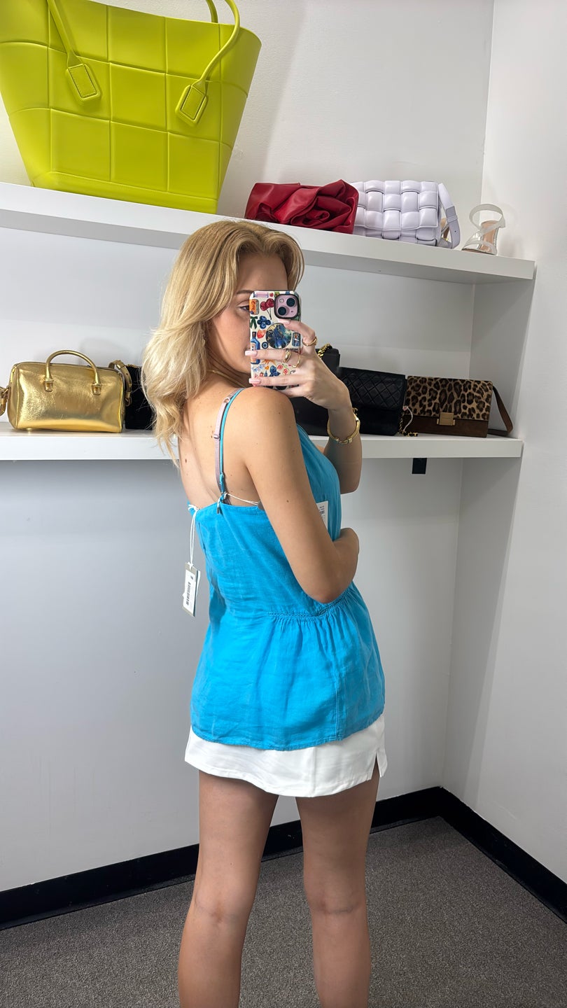 120 LINO Blue V Neck Tank Top (431) — view 3