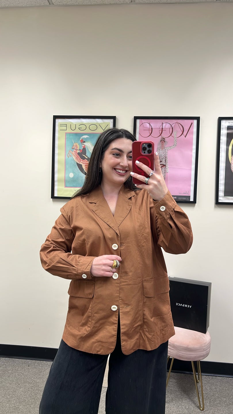 AMERICAN VINTAGE Camel Brown 100% Cotton Blazer — view 2