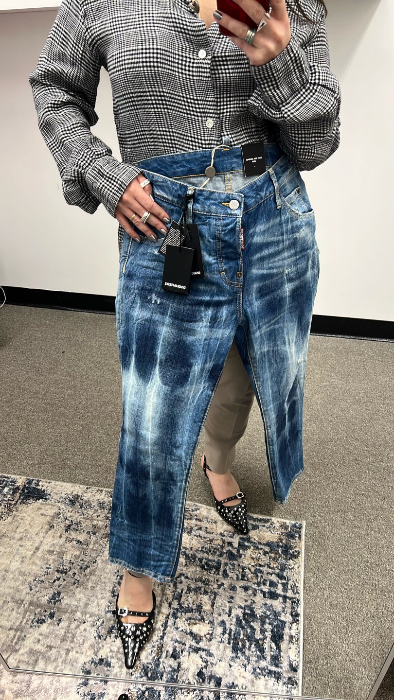 DSQUARED2 Bleach Printed Cool Girl Crop Denim
