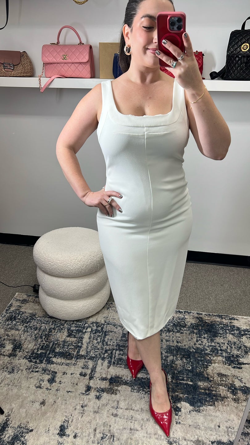 HALSTON π°π» tap in brides!!! White Midi Dress β view 3