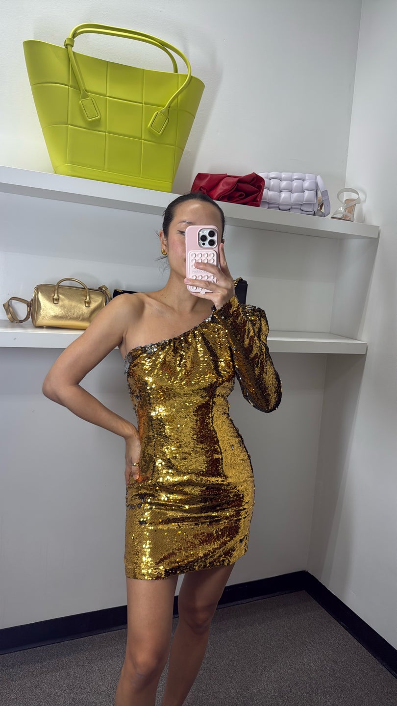 AMEN ✨HOLIDAYS🌟Amen Embellished GOLD asymmetrical dress (303) — view 2