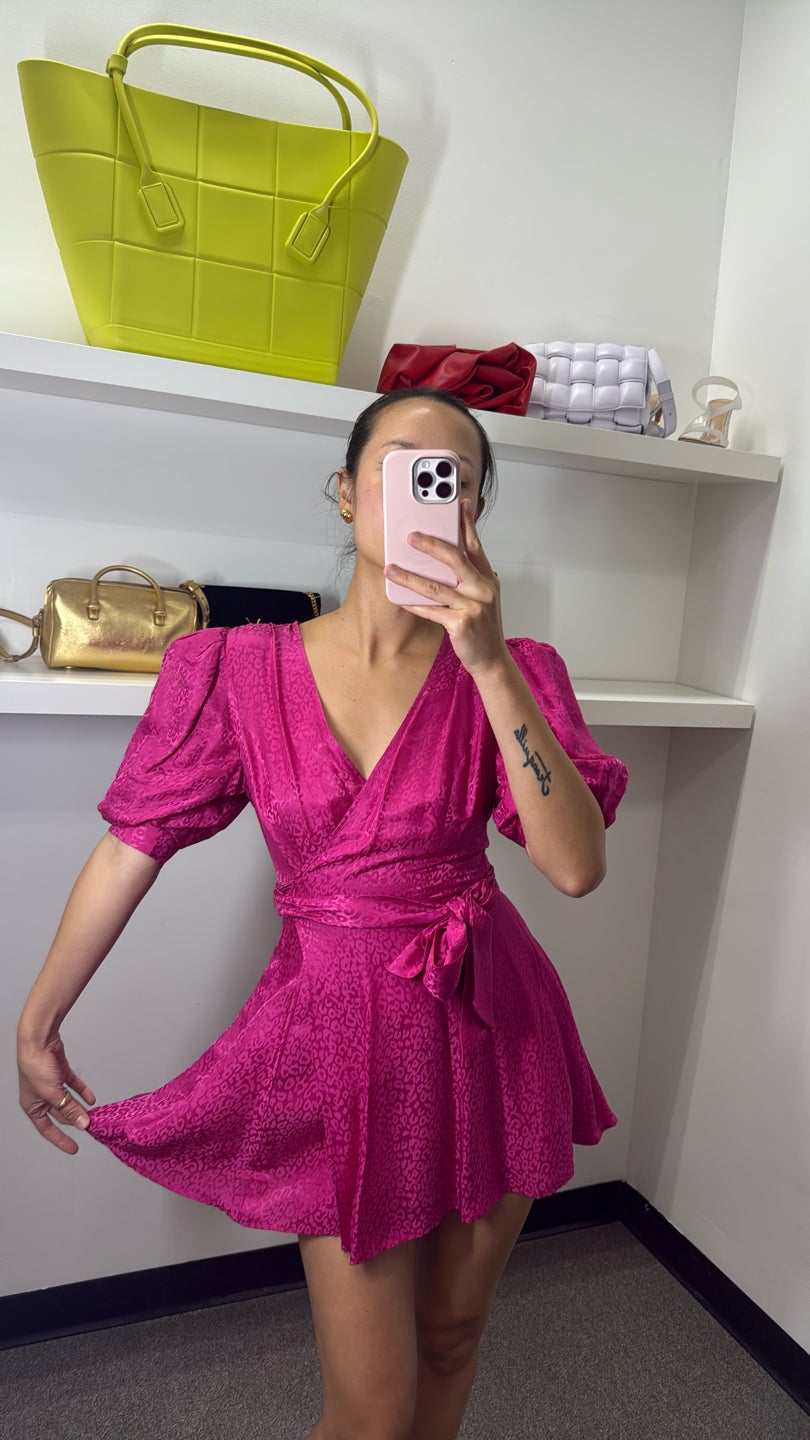 RONNY KOBO LAST ONE💘Leopard Jaquard wrap dress💘Holiday cocktail