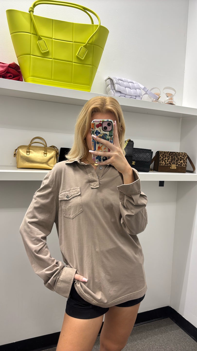 DELLA CIANA Taupe 100% Cotton Shirt — view 2