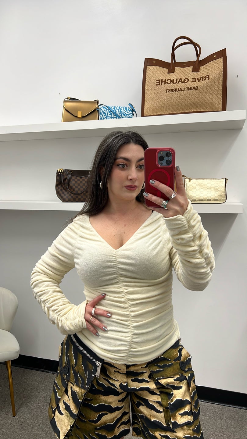 HELMUT LANG Scratch cream sweater 🍦