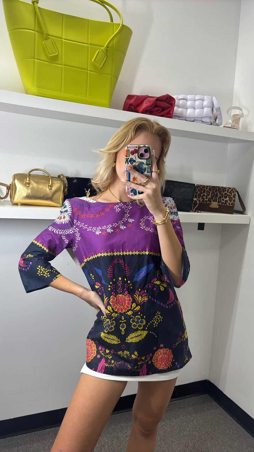 MAISON COMMON Purple Floral Boatneck Blouse — view 2