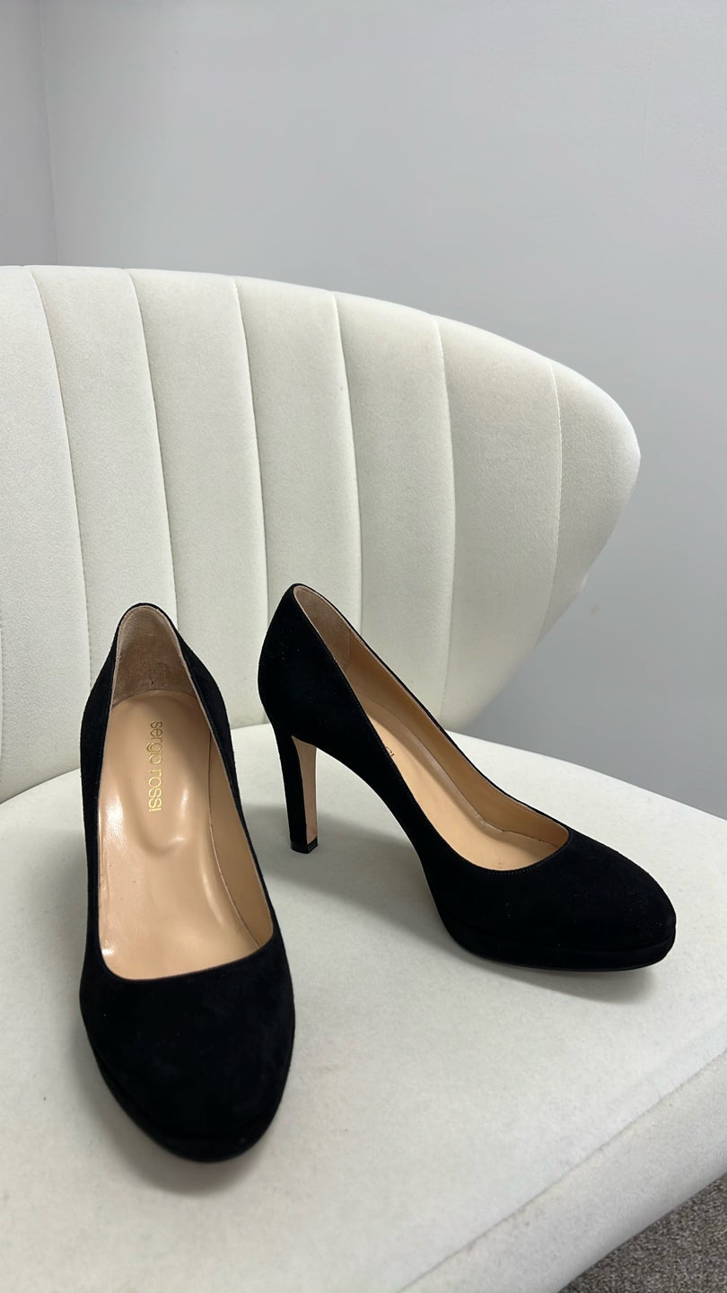 SERGIO ROSSI Black Suede Heels — view 2