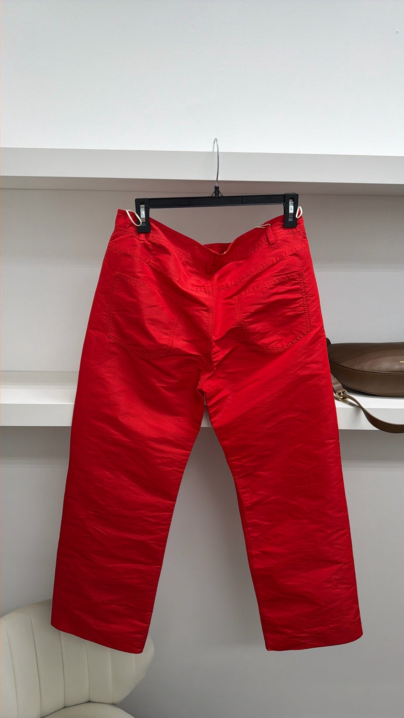 MARNI Red nylon cropped straight leg pants (527) — view 3