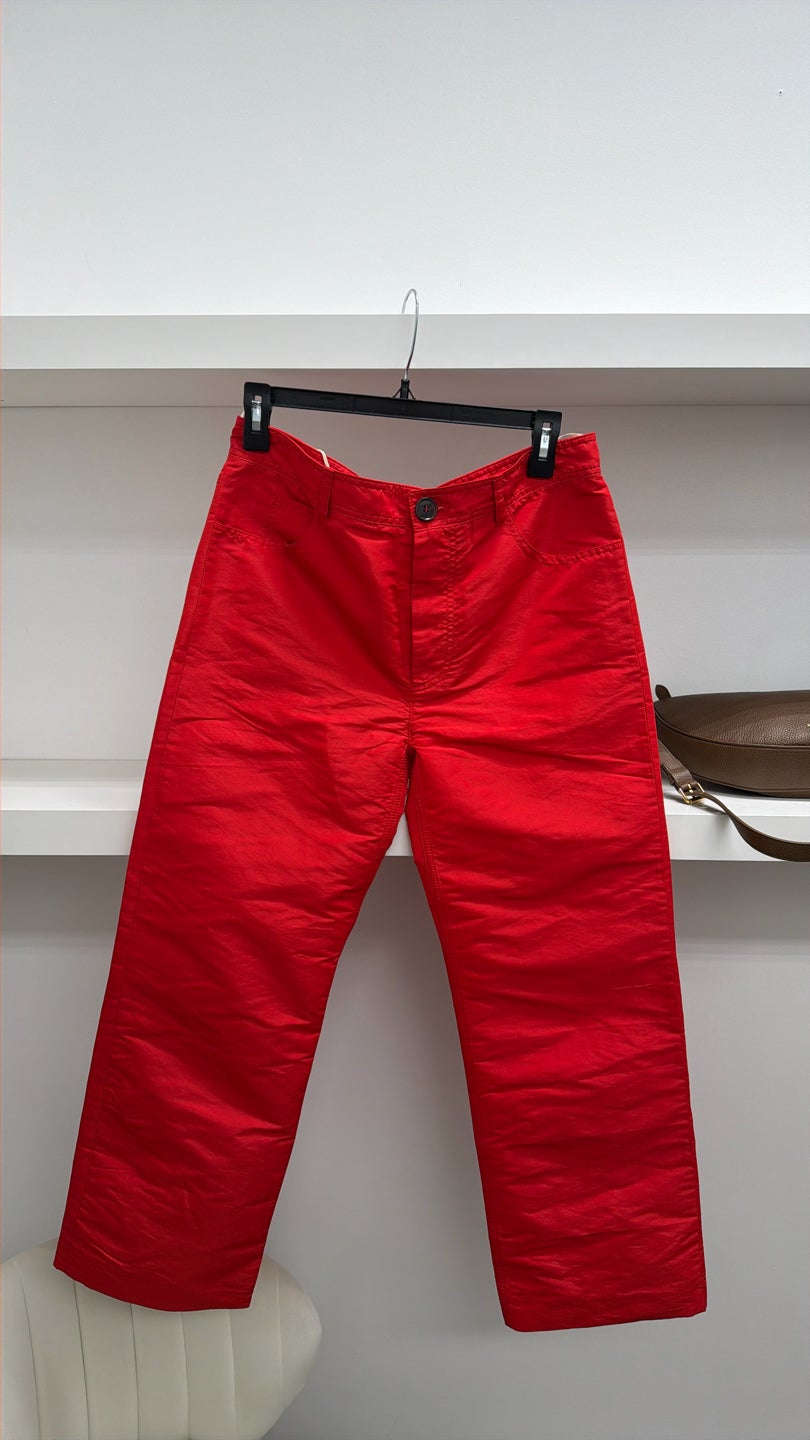MARNI Red nylon cropped straight leg pants (527)