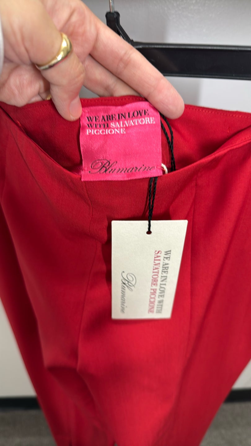 BLUEMARINE 🔥32% Wool red pants + front slit high waisted (312) — view 3