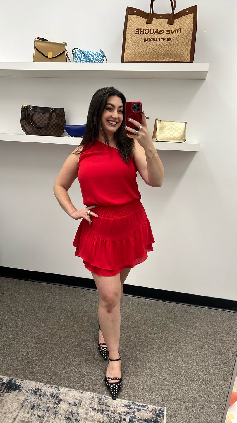 KRISA 💃🏻 Red one shoulder mini dress (503) — view 2