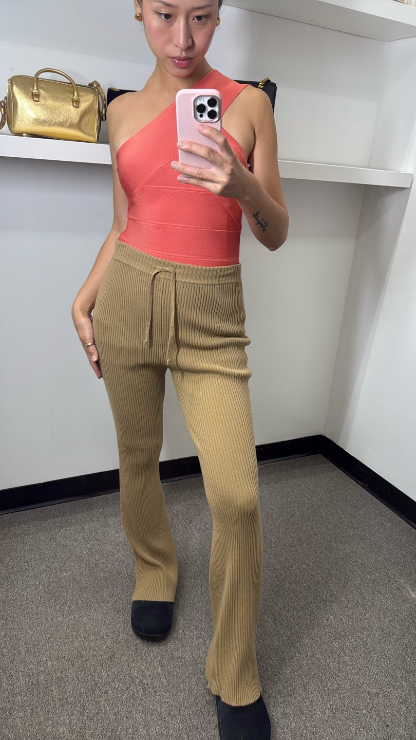 ALBERTA FERRETTI 🌟100% WOOL ✨Wealthy chic Beige rib comfy pants (307) — view 2