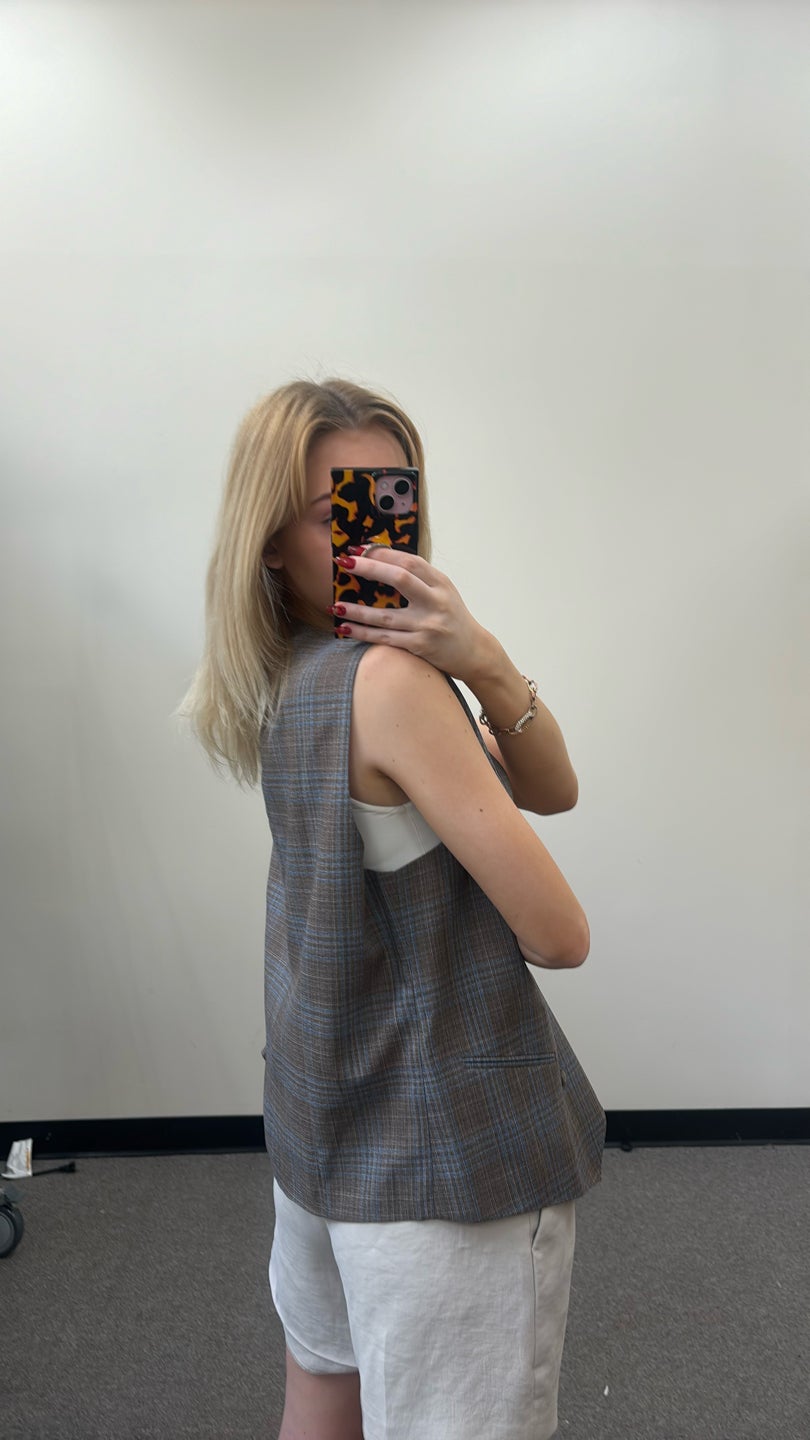 ROYAL ROW Plaid Double Breasted Vest — view 3