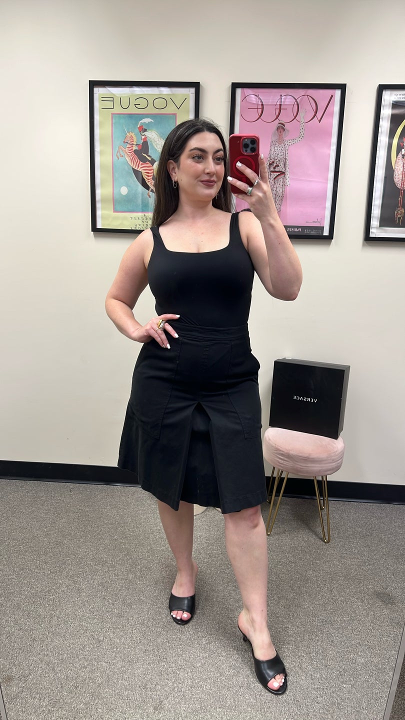 ASPESI Black Midi Skirt with Large Pocket Detail