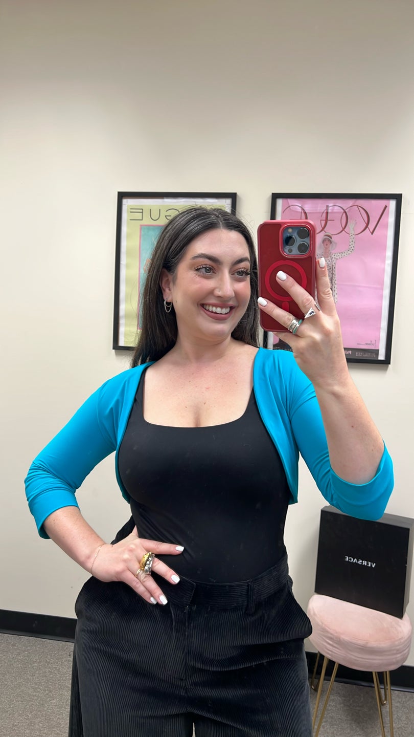 CHRISTIES A PORTER Turquoise Blue Shaping Bolero (507) — view 2