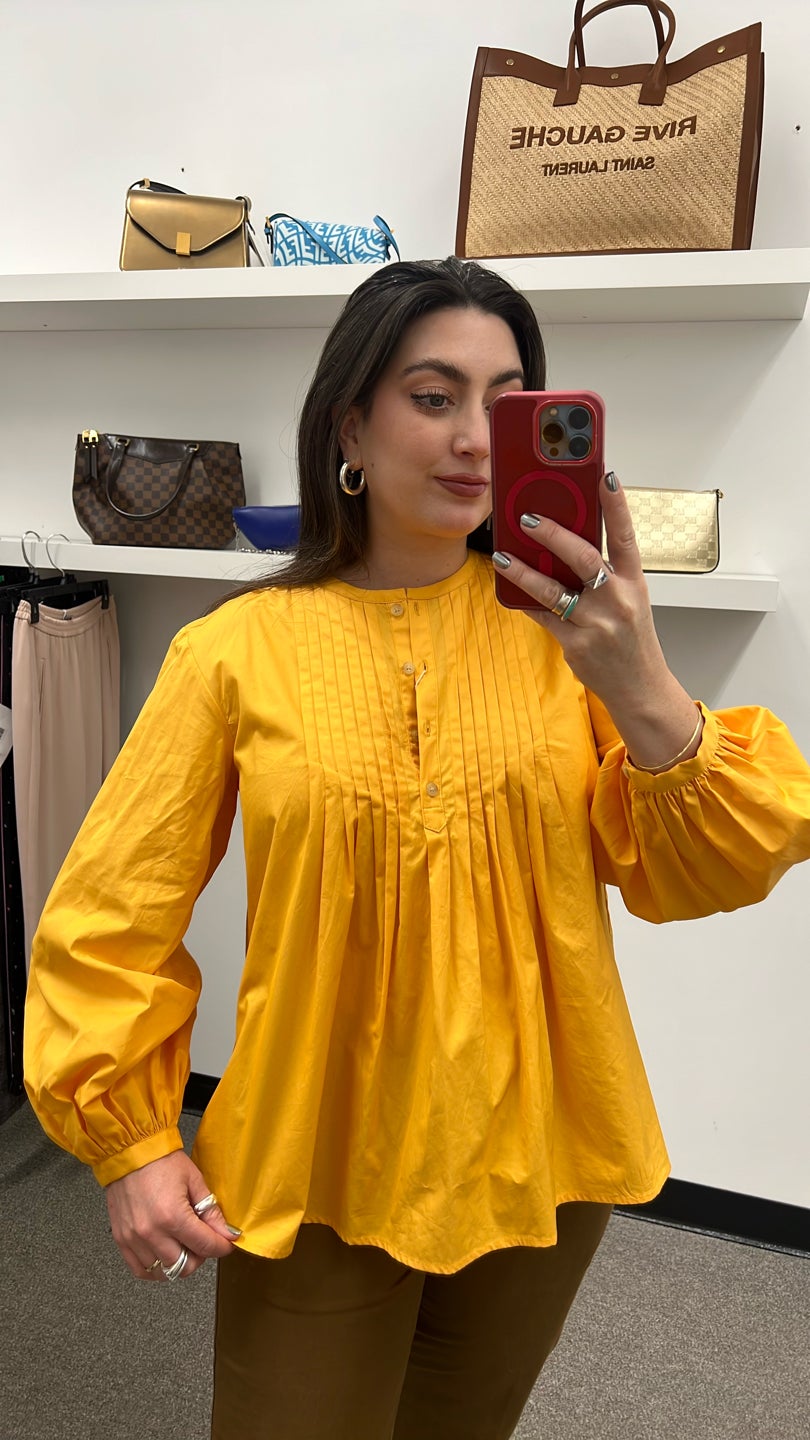 DEREK LAM π» Good Pleated Button Front Long Sleeve Top (524) β view 2