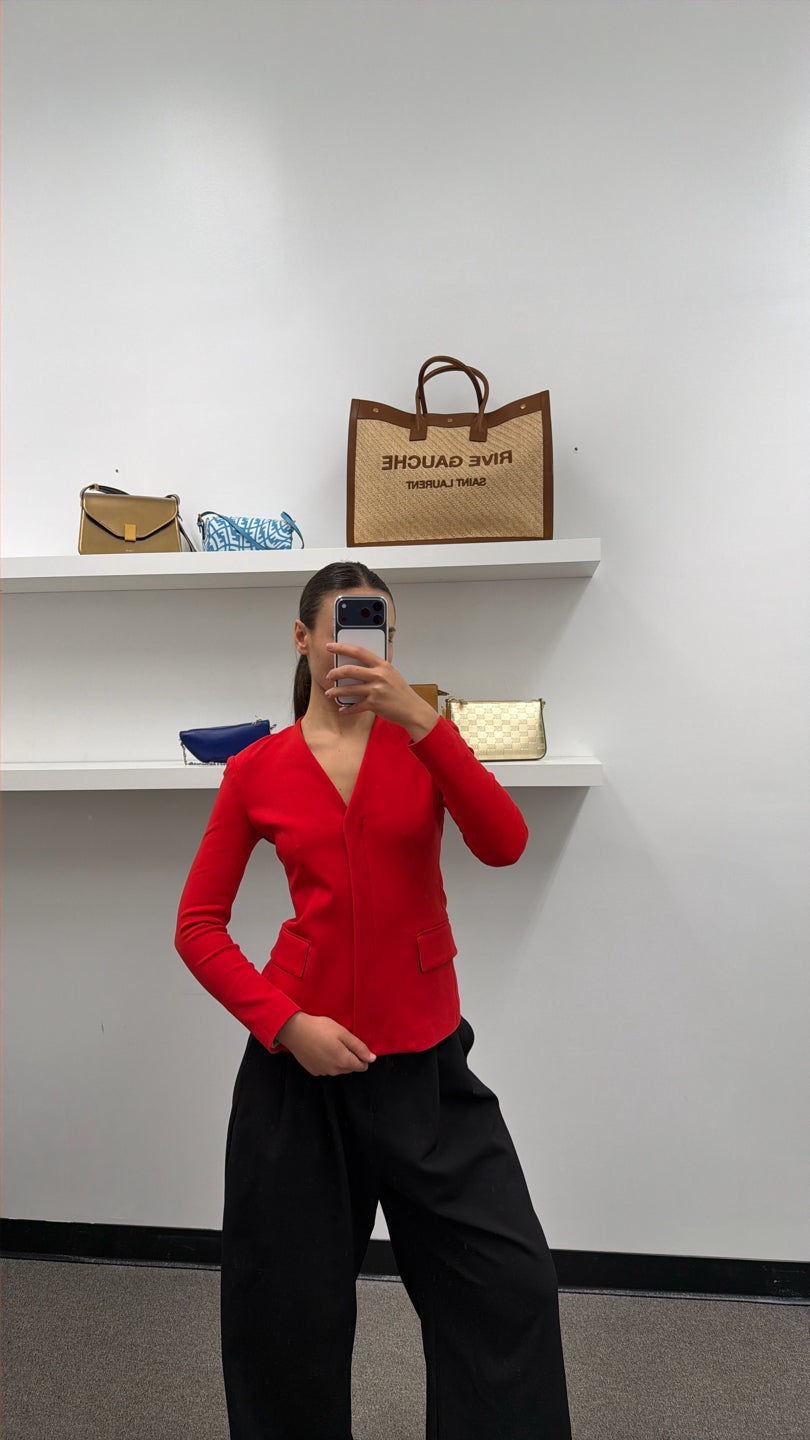 THEORY Red stretchy zipper blazer (562) — view 2