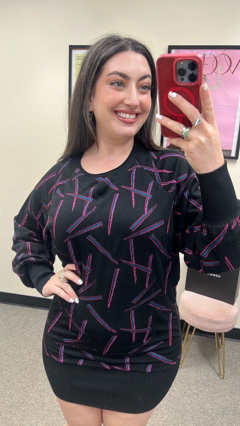 DIANE VON FURSTENBERG Black Pattern Printed Oversized Sweater — view 3