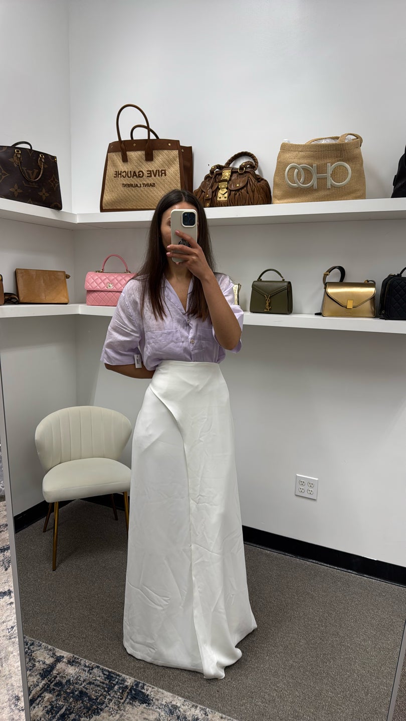 HALSTON Asymmetrical White maxi skirt 1041 — view 3