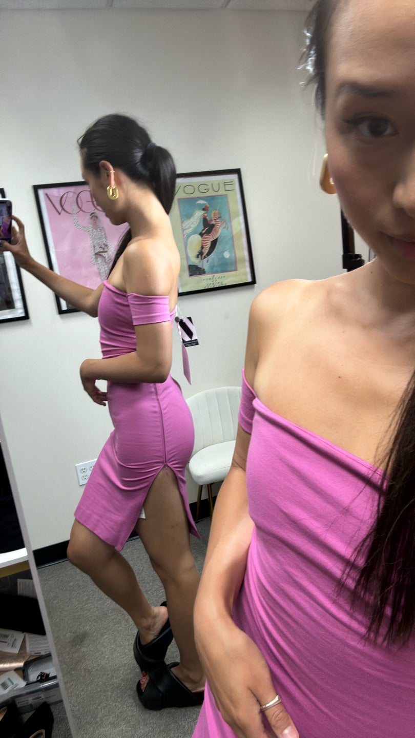 DSQUARED2 Square neck❤️‍🔥 con ❤️‍🔥Pink mini dress ❤️‍🔥 (1079)