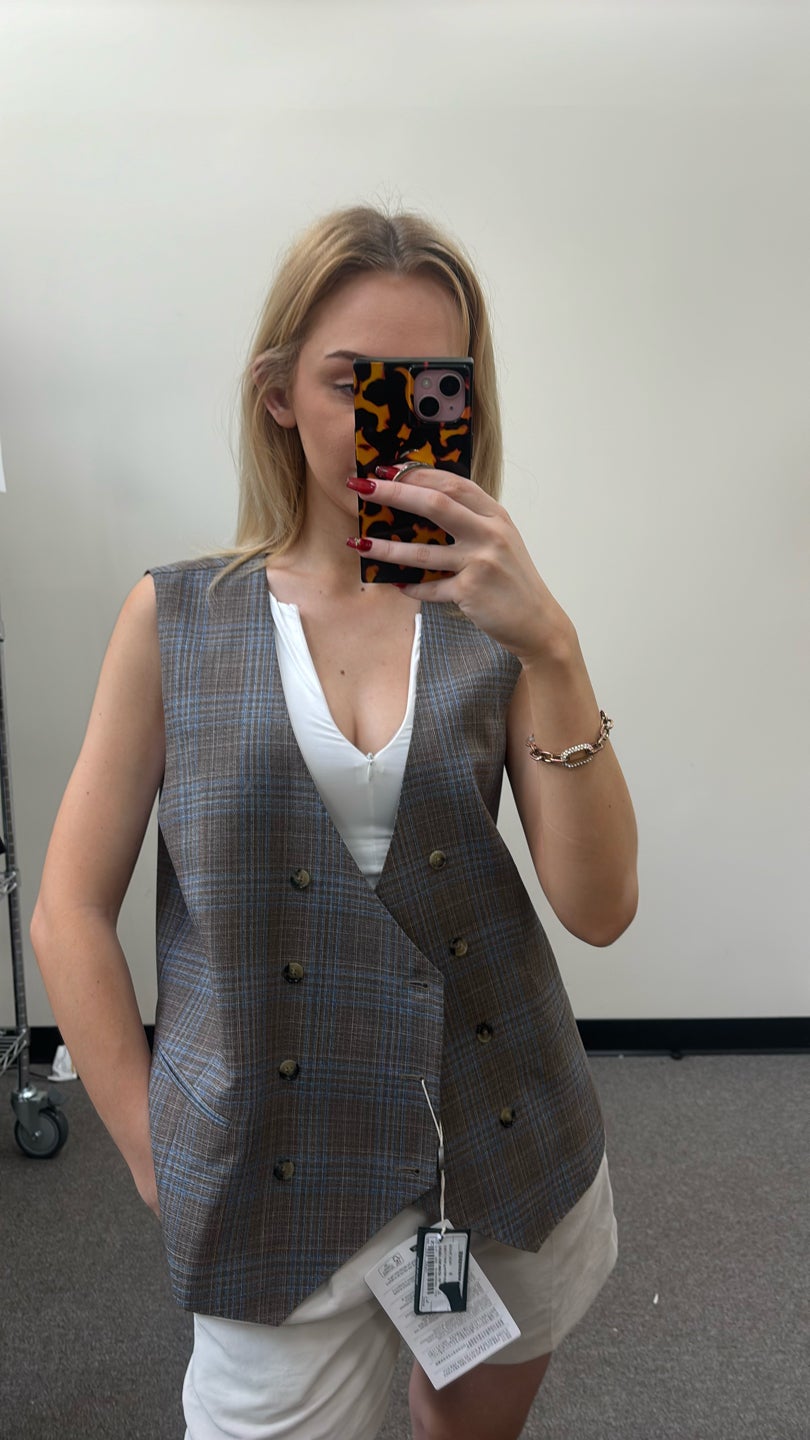 ROYAL ROW Plaid Double Breasted Vest — view 2