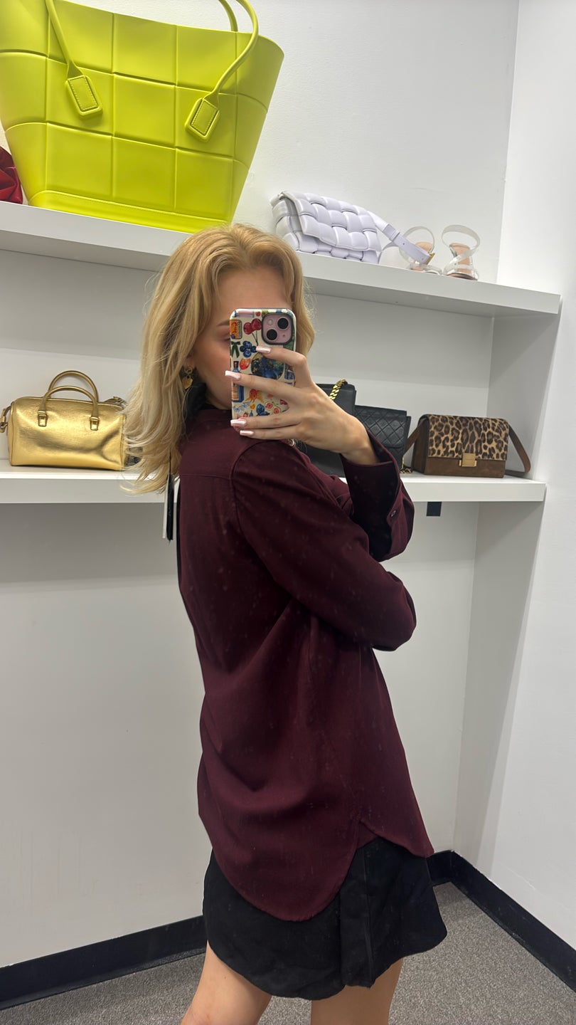 ASPESI Burgundy 100% Wool Shirt — view 3