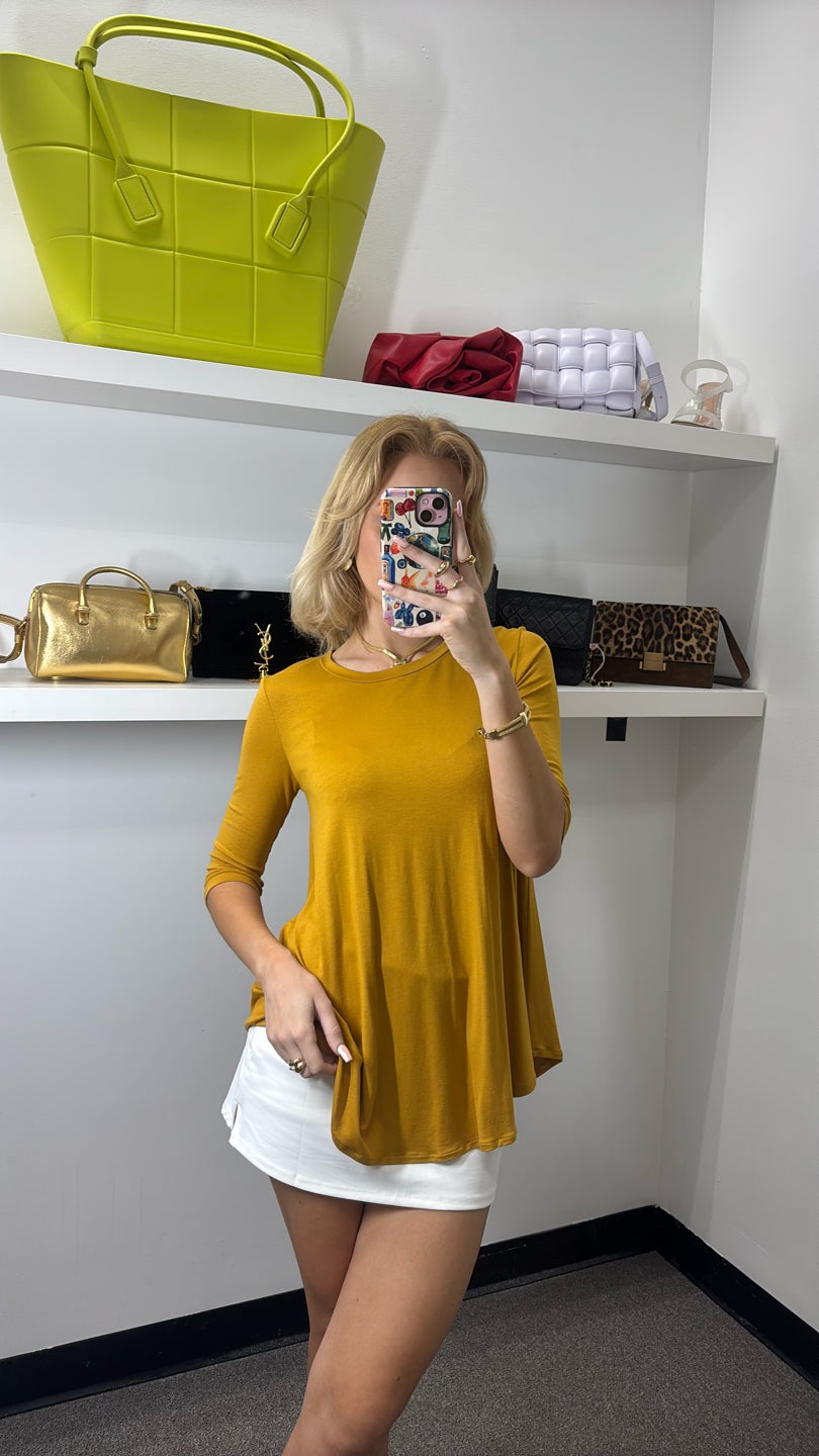 RAGNO Yellow Quarter Sleeve Top (432) — view 2