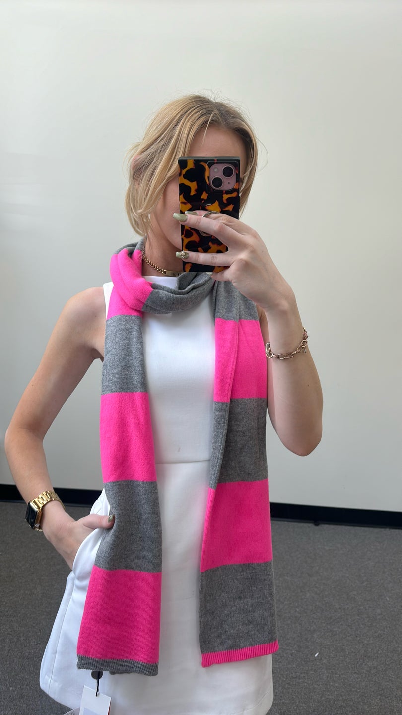 CHINTI & PARKER Pink Stripe Wool & Cashmere Scarf — view 2