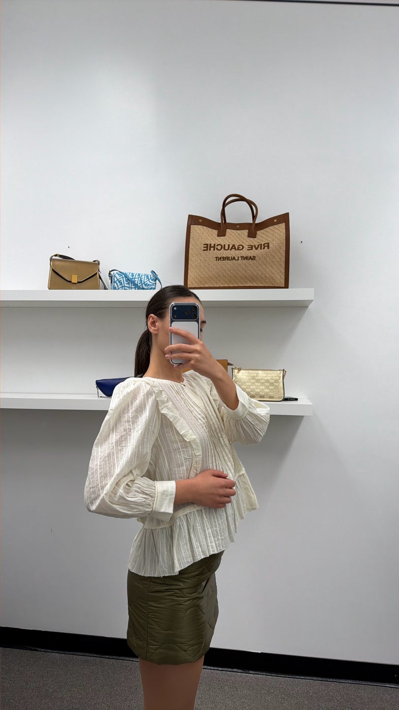 JOIE Cotton ivory blouse flare on the bottom (529) — view 3
