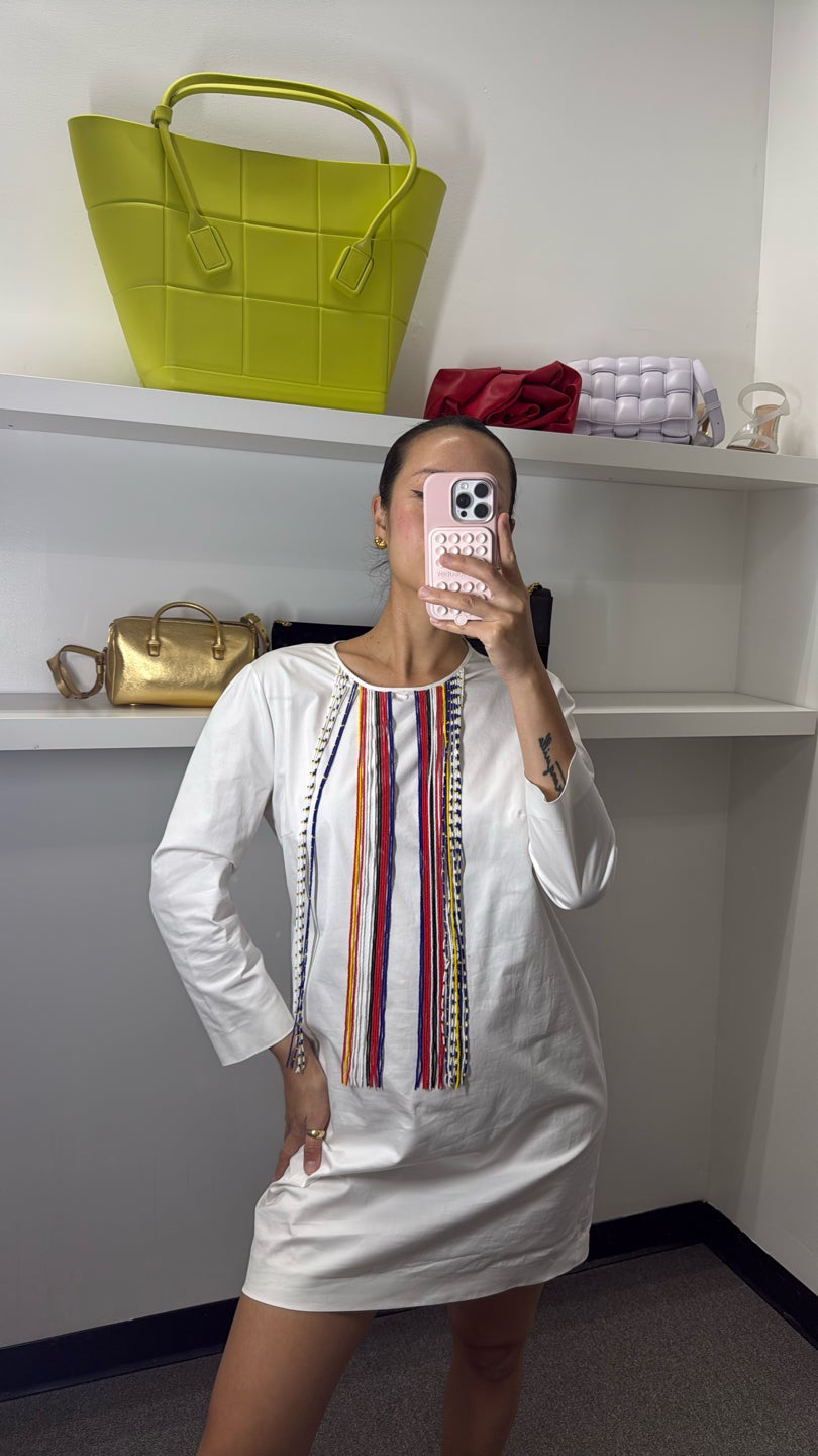DSQUARED2 Resort white dress 🔥Fringe beaded embellished